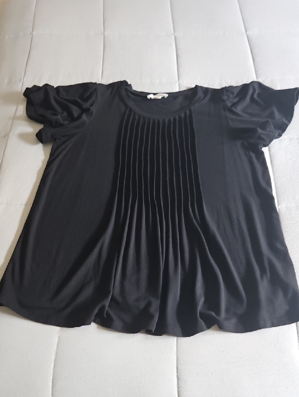 Women’s Black Pleated Front Short Sleeve Top